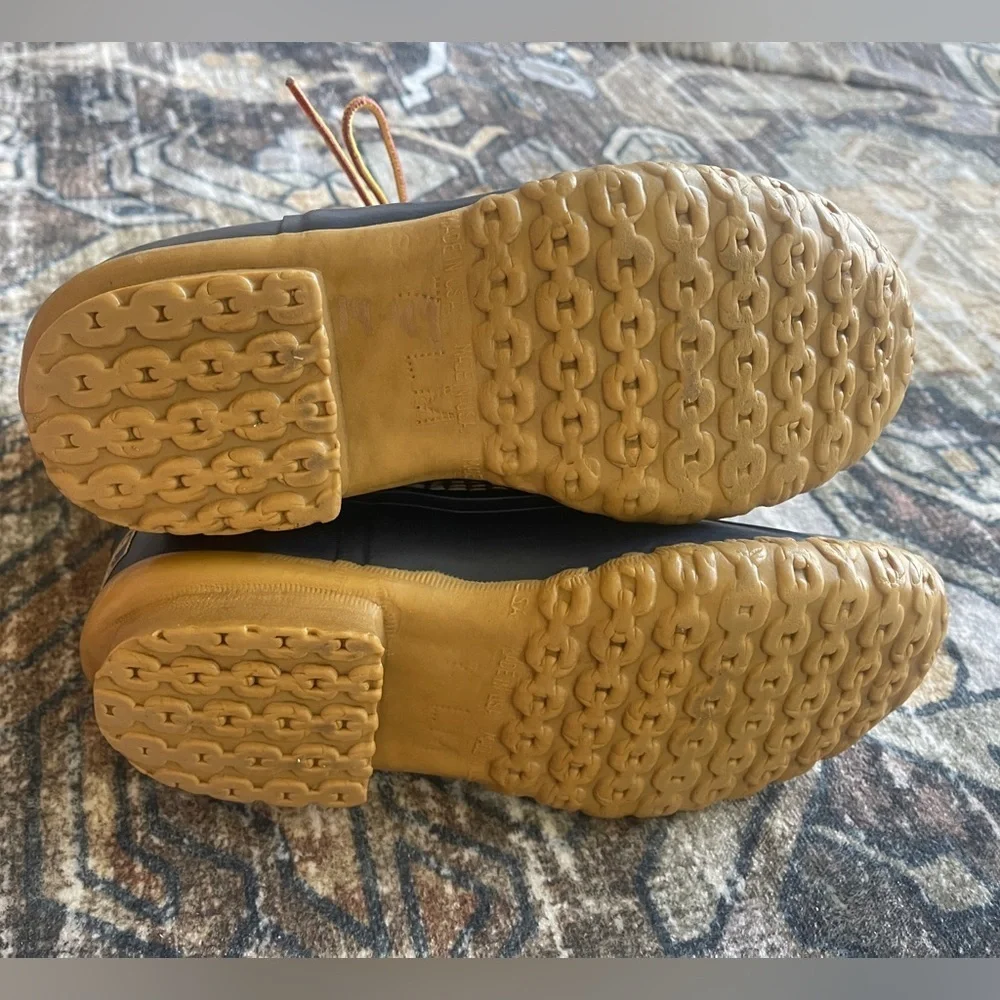 LL Bean Tan Navy Women's Bean Boots 8